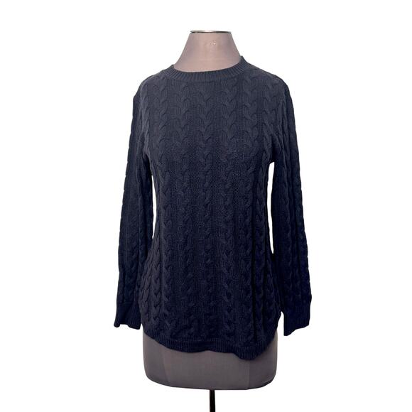 Sail to Sable Cable Knit Sweater Navy Size Medium - Picture 1 of 5